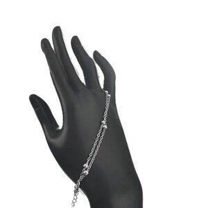 NWT Silver Double Layer Silver Bead Ankle Bracelet Anklet Adjustable Claw Clasp